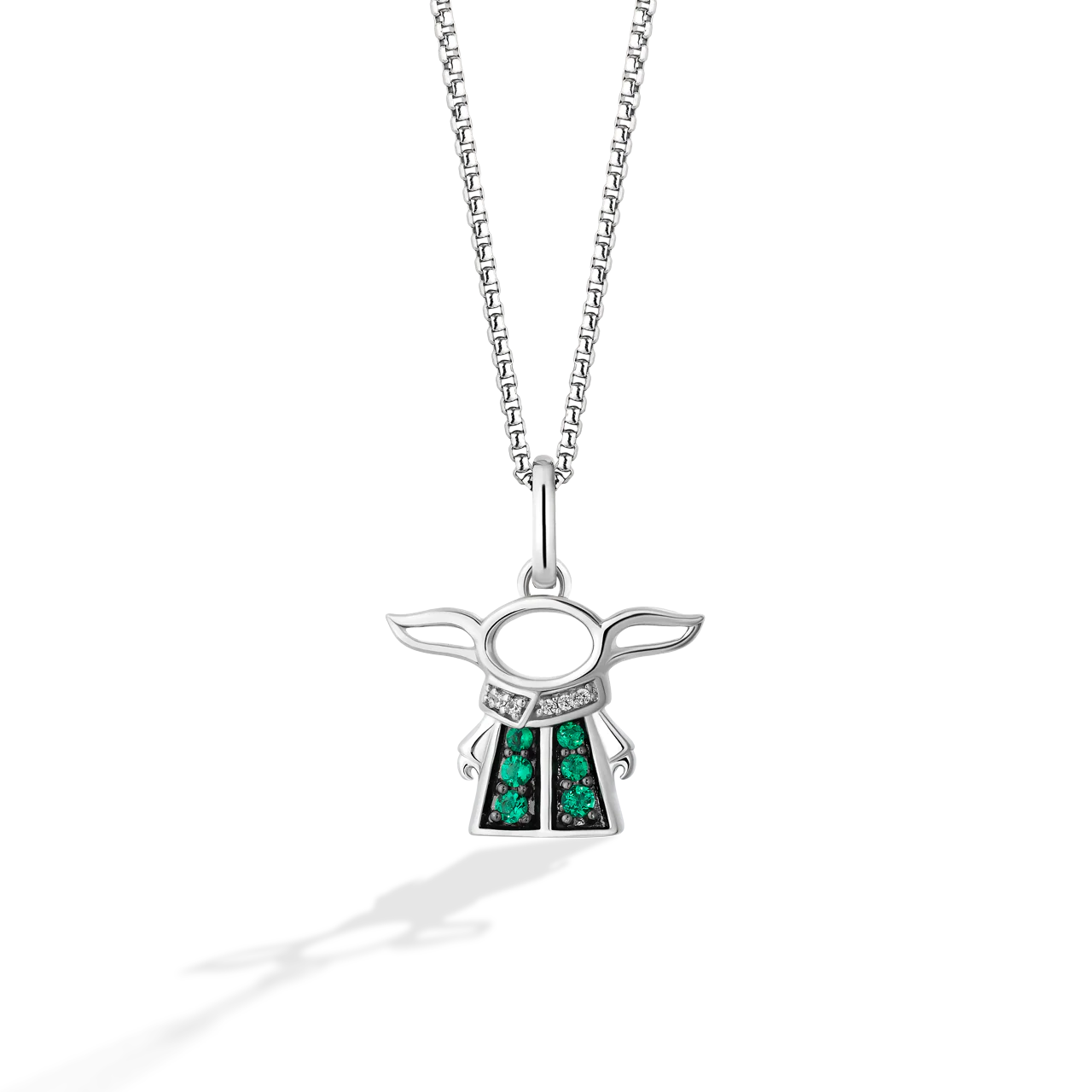THE GROGU™ WOMEN'S Pendant Sterling Silver with Accent White Diamonds and Created Emerald