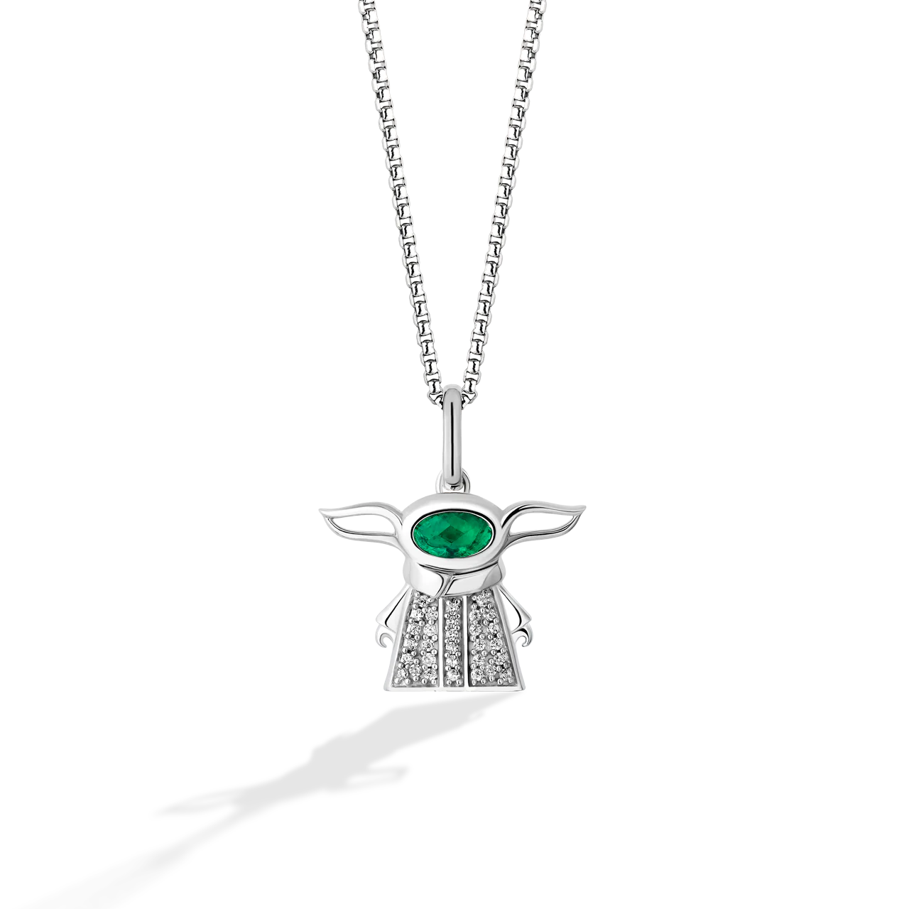 THE GROGU™ WOMEN'S Pendant Sterling Silver with Accent White Diamonds and Created Emerald