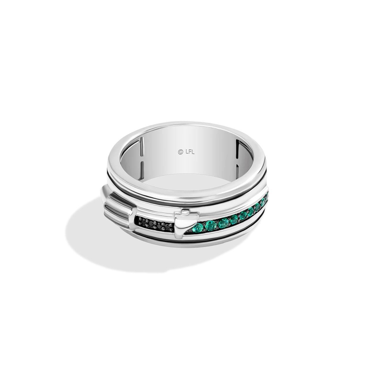 THE JEDI™ MASTER MEN'S RING with Created Emeralds, Diamond Accents and Black Rhodium over Sterling Silver