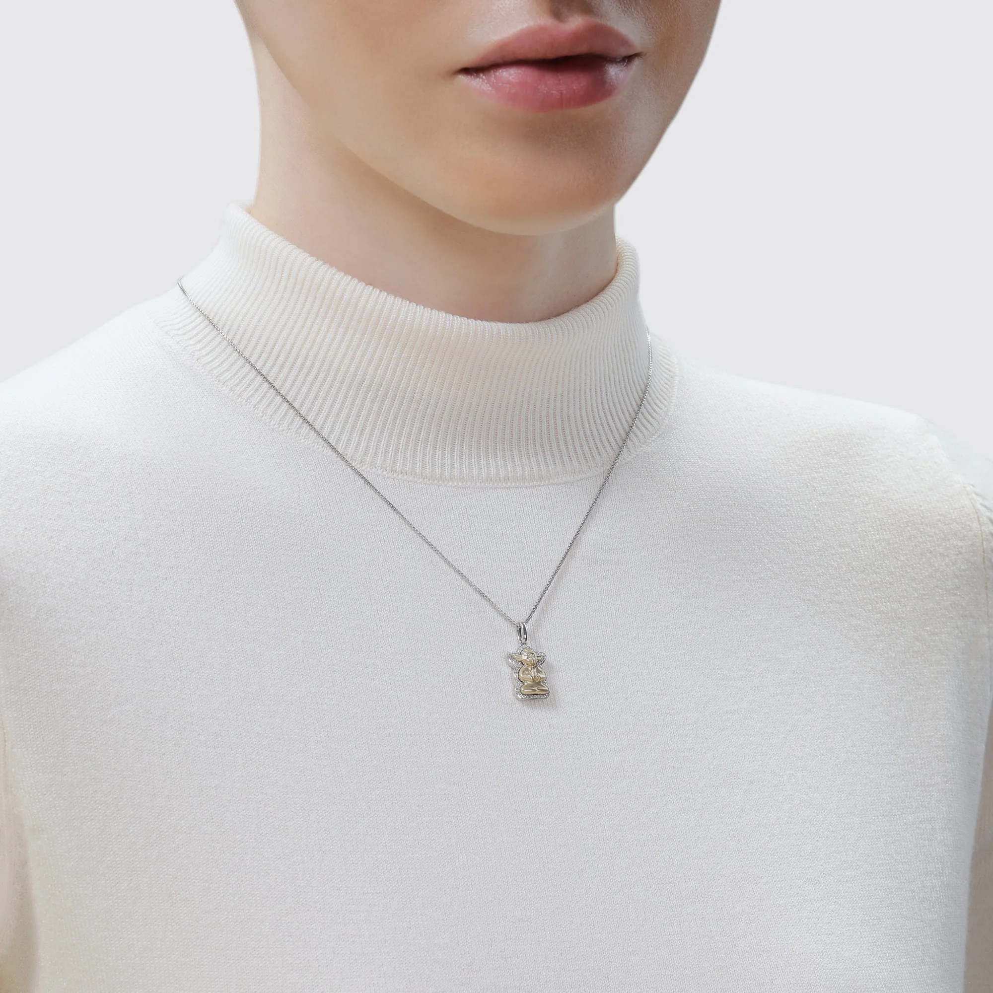 THE JEDI™ MASTER WOMEN'S PENDANT 1/10 CT.TW. White Diamonds Silver and 10K Yellow Gold - Image 2