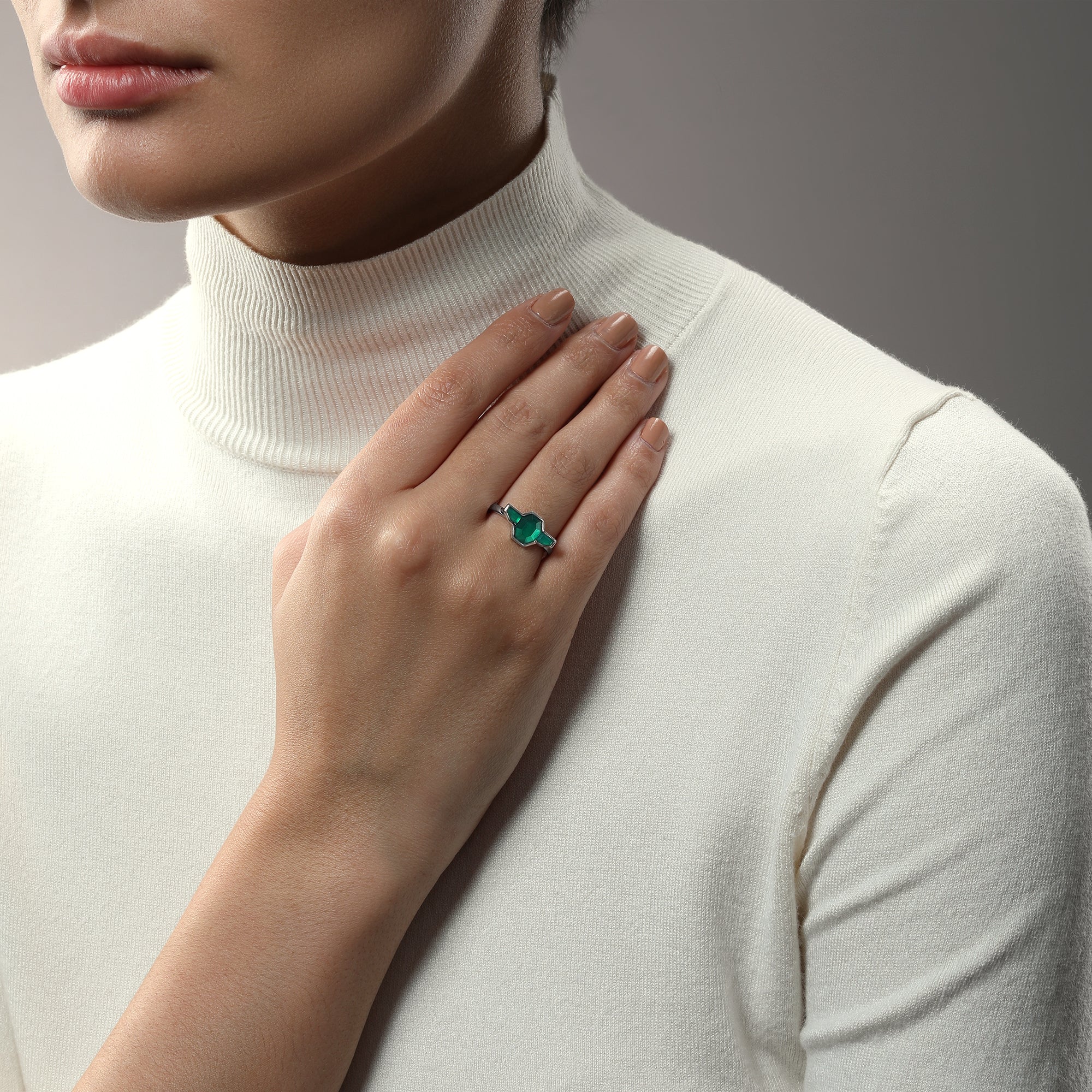 THE JEDI™ MASTER WOMEN'S RING Green Agate Silver - Image 2