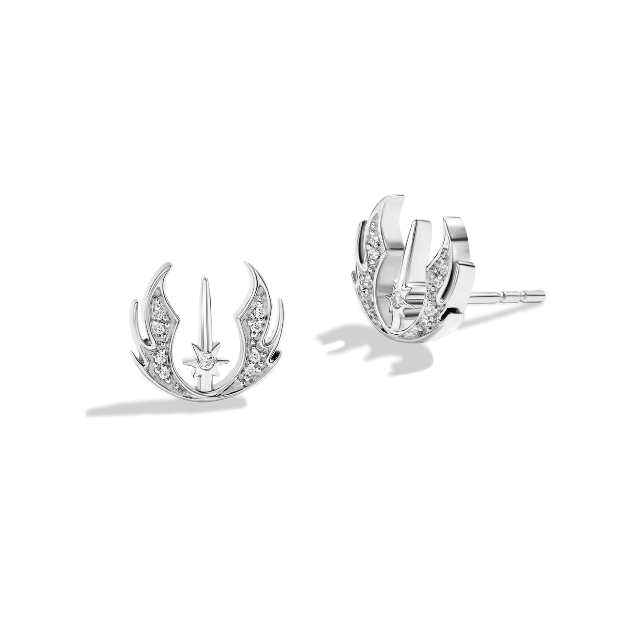 THE JEDI™ ORDER WOMEN'S EARRINGS 1/6 CT.TW. White Diamonds Silver - Image 2