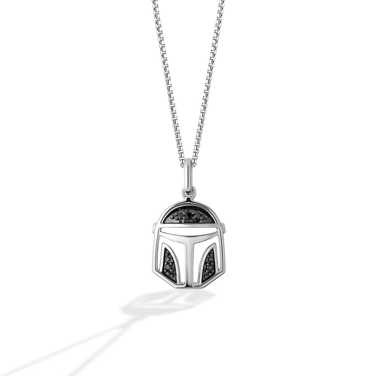 THE MANDALORIAN™ HELMET NECKLACE AND EARRING SET in Sterling Silver and Black Rhodium with 1/10 CT.TW. Black Diamonds - Image 5