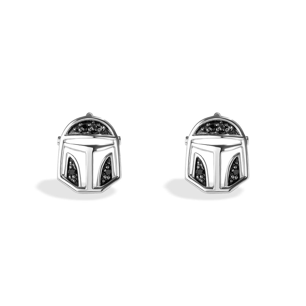 THE MANDALORIAN™ HELMET NECKLACE AND EARRING SET in Sterling Silver and Black Rhodium with 1/10 CT.TW. Black Diamonds - Image 6
