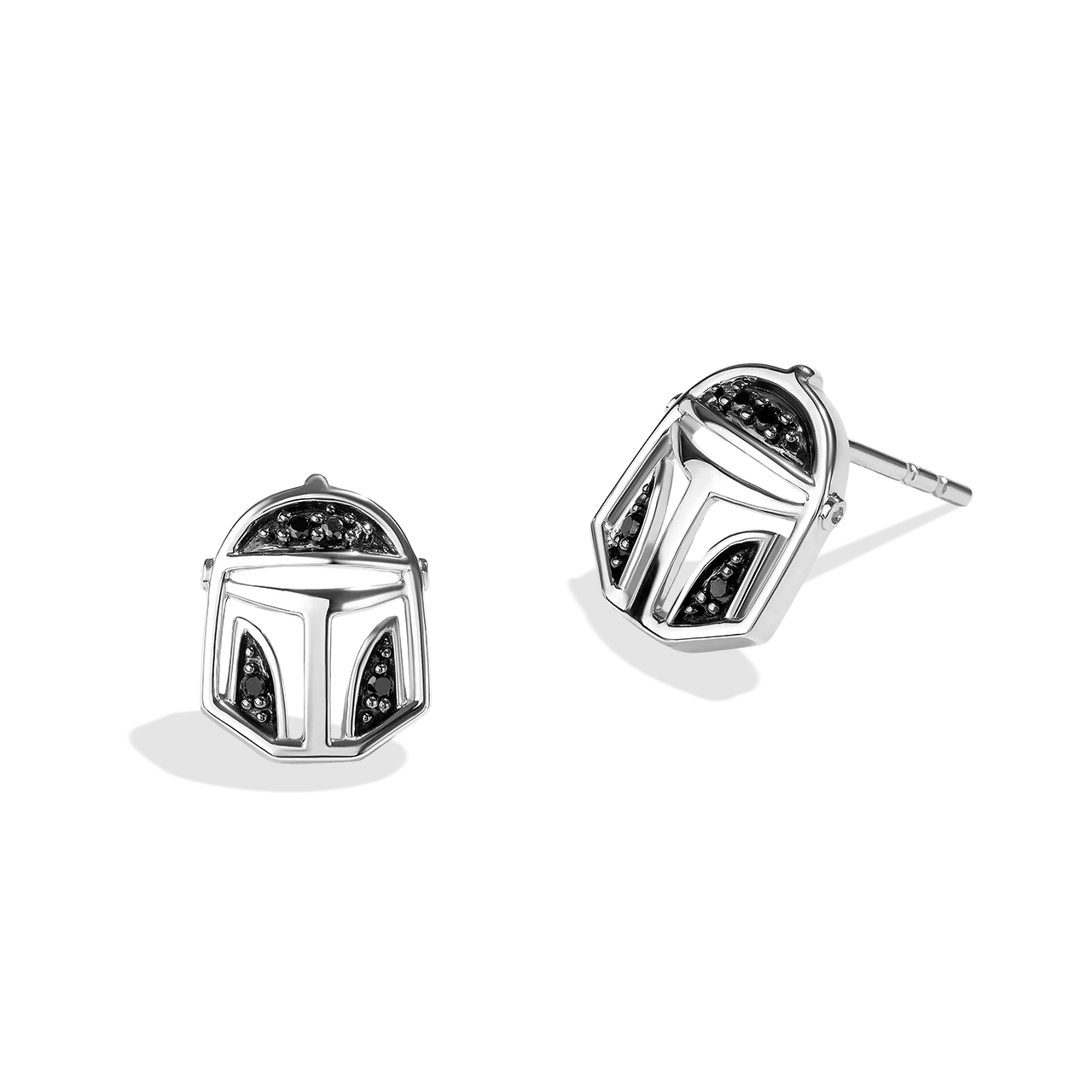 THE MANDALORIAN™ HELMET NECKLACE AND EARRING SET in Sterling Silver and Black Rhodium with 1/10 CT.TW. Black Diamonds - Image 7