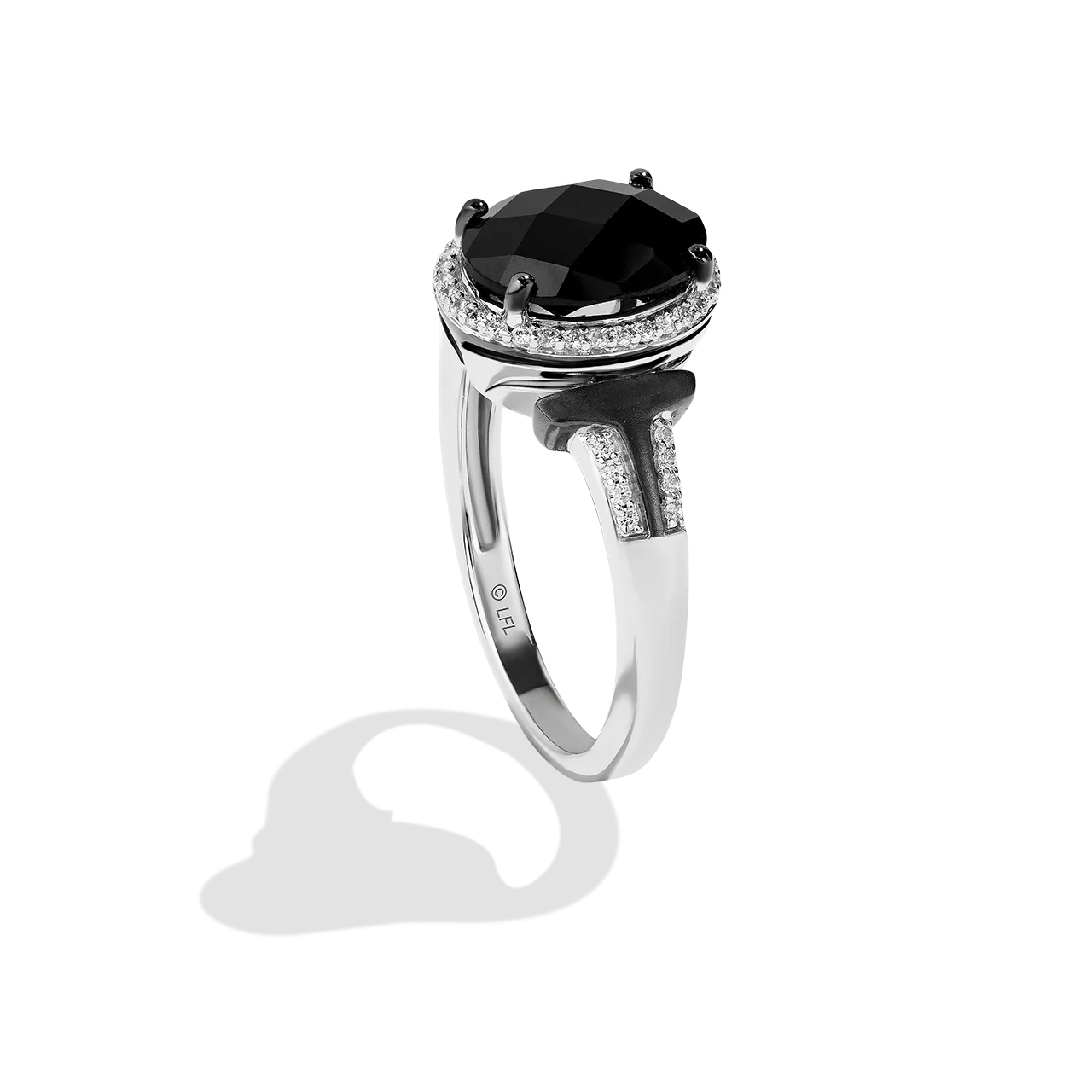 THE MANDALORIAN™ WOMEN'S RING 1/6 CT.TW. Diamonds and Black Onyx, Sterling Silver and Black Rhodium - Image 2