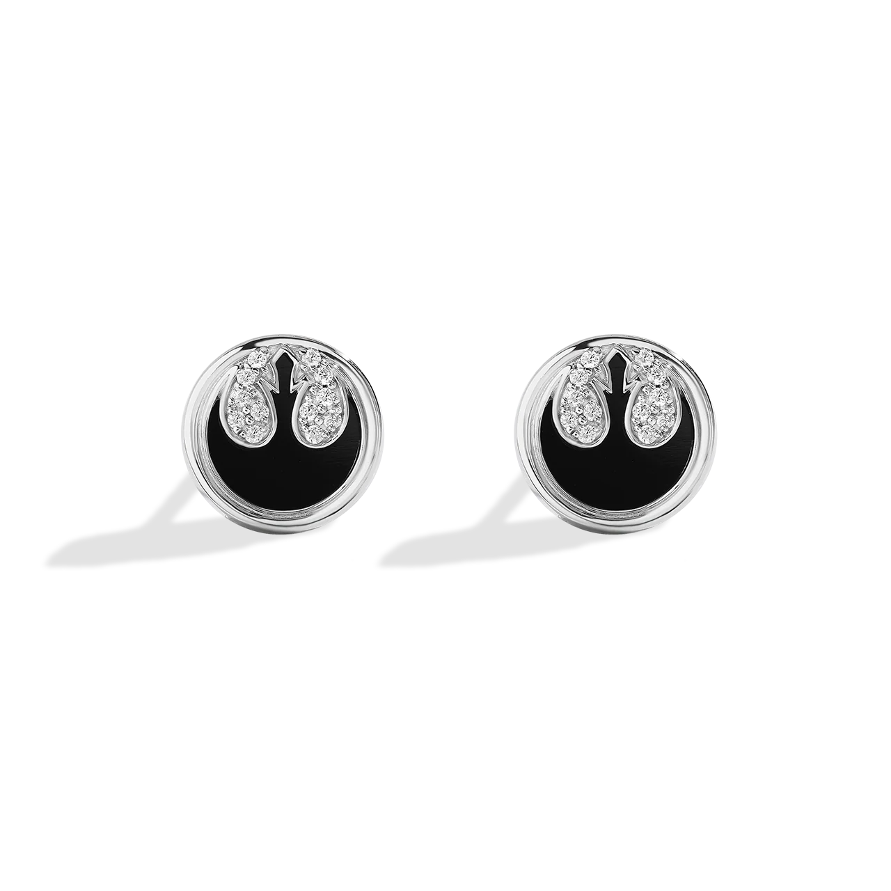 THE REBEL WOMEN'S EARRINGS 1/10 CT.TW. White Diamonds and Black Onyx Silver