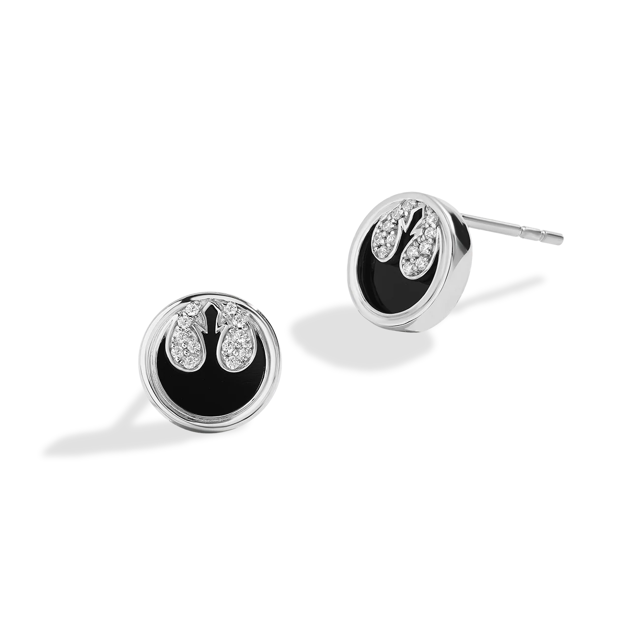 THE REBEL WOMEN'S EARRINGS 1/10 CT.TW. White Diamonds and Black Onyx Silver - Image 2