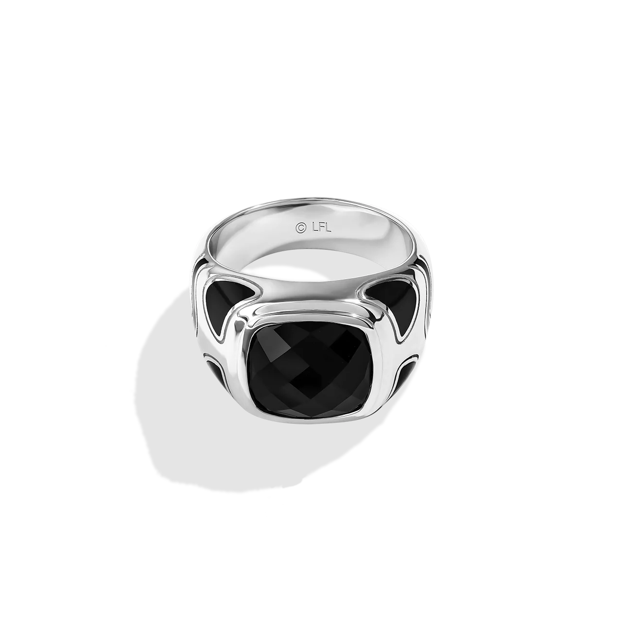 THE STORMTROOPER MEN'S RING Black Enamel and Black Onyx Silver
