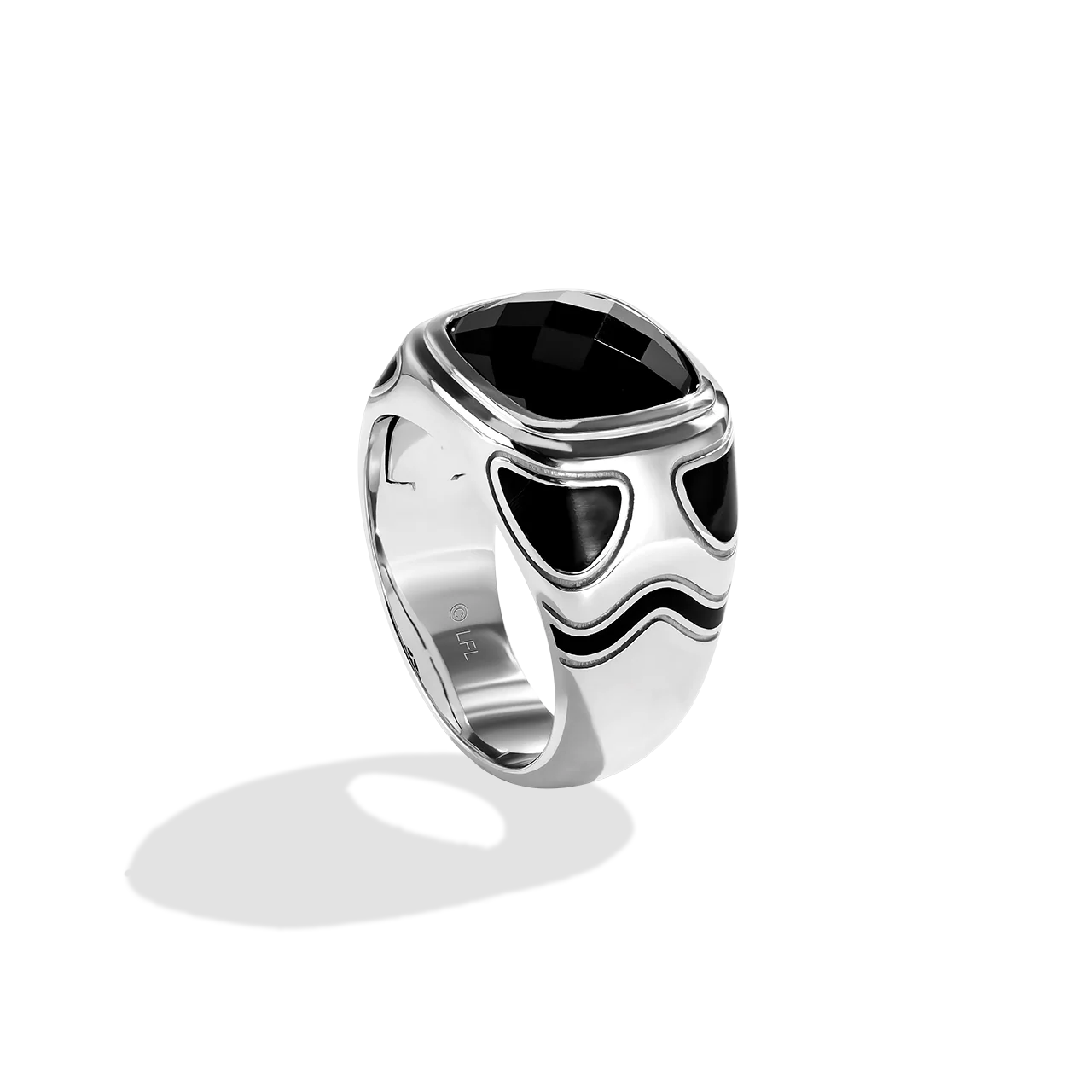 THE STORMTROOPER MEN'S RING Black Enamel and Black Onyx Silver - Image 3