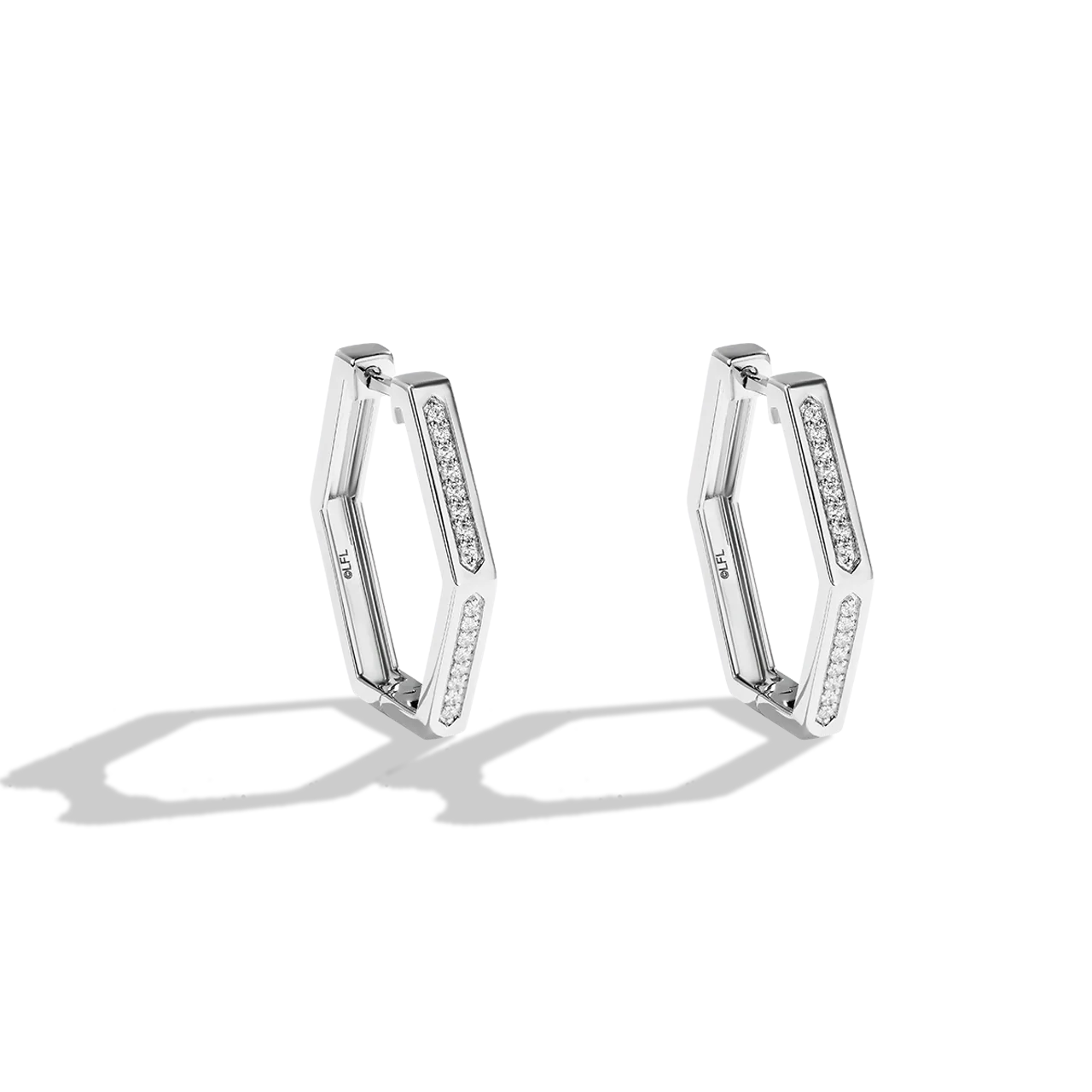 THE TIE FIGHTER WOMEN'S HOOP EARRINGS 1/3 CT.TW. Diamonds, Sterling Silver - Image 2