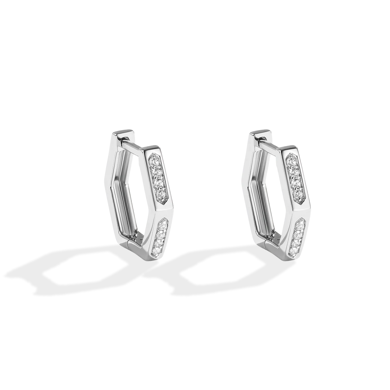 THE TIE FIGHTER WOMEN'S HOOP EARRINGS 1/5 CT.TW. Diamonds, Sterling Silver - Image 2