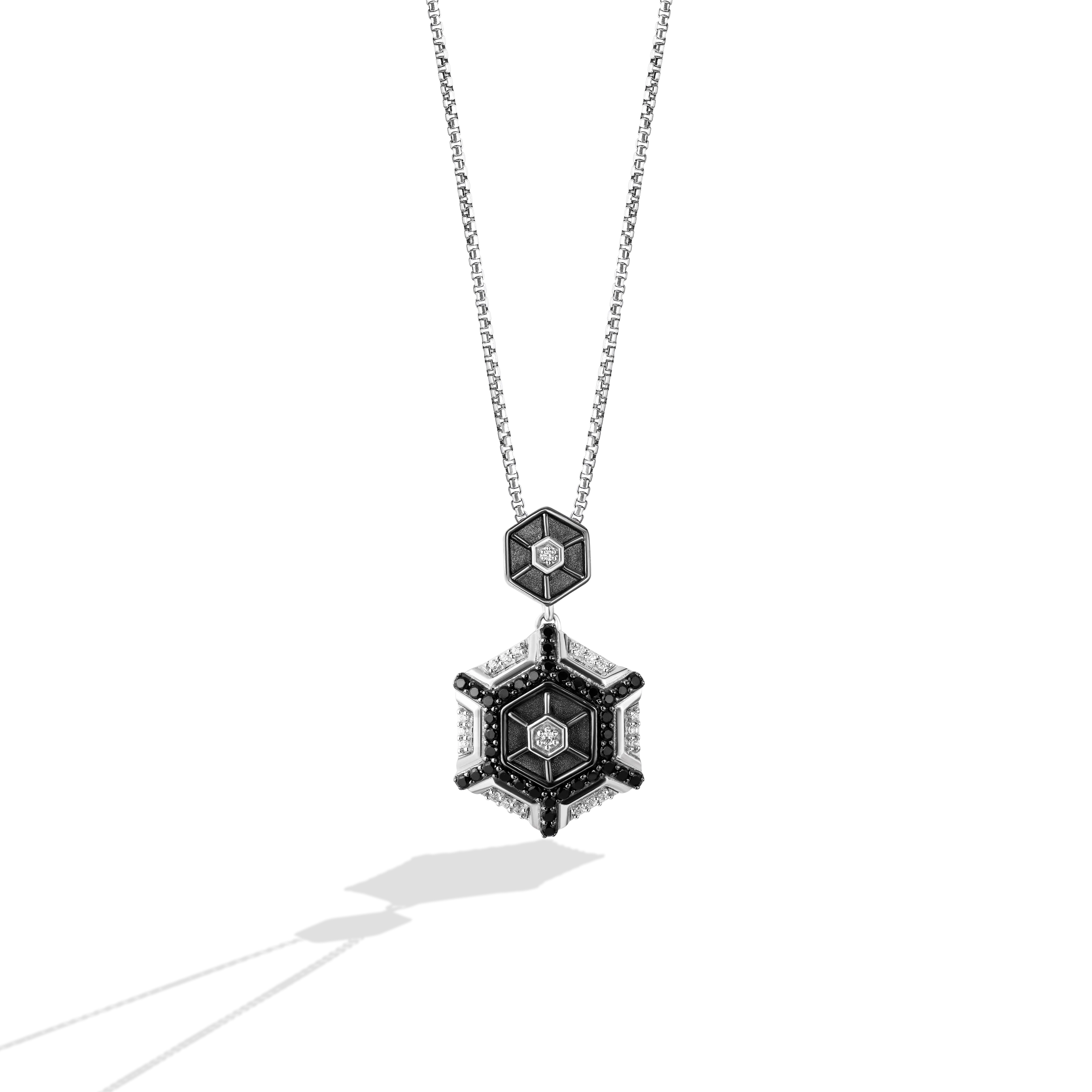 THE TIE FIGHTER WOMEN'S PENDANT 1/3 CT.TW. Black and White Diamonds Silver