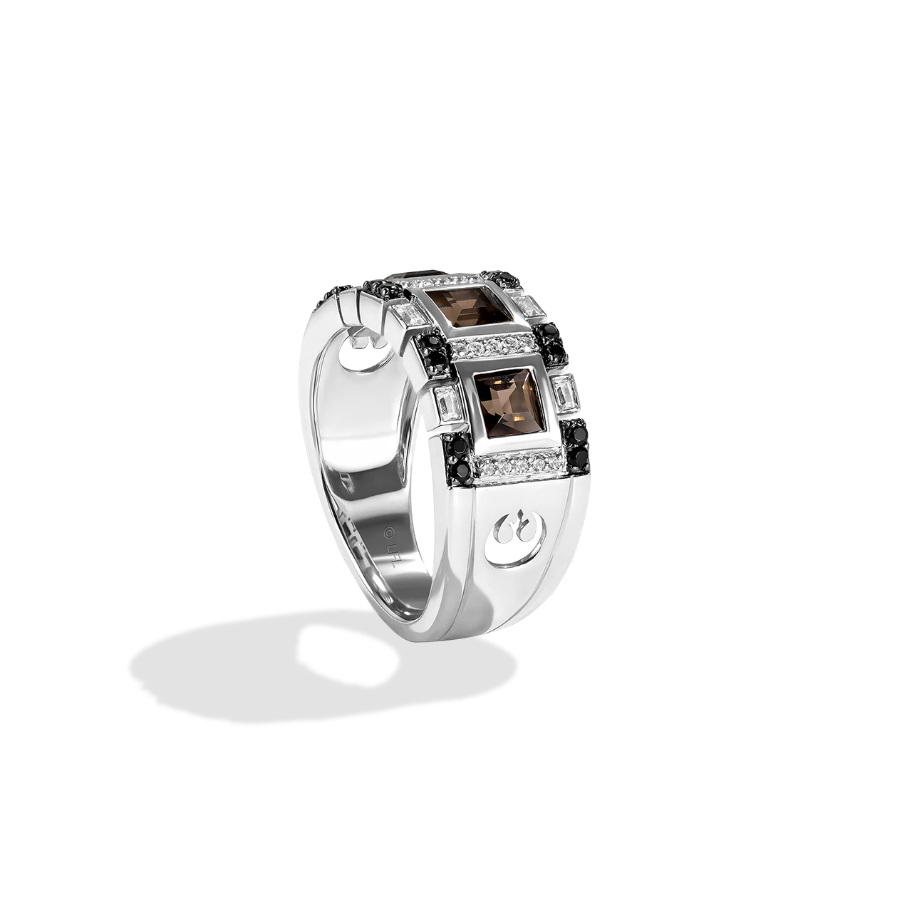 THE WOOKIEE WOMEN'S RING 1/3 CT.TW. Black and White Diamonds and Smokey Quartz Silver - Image 3