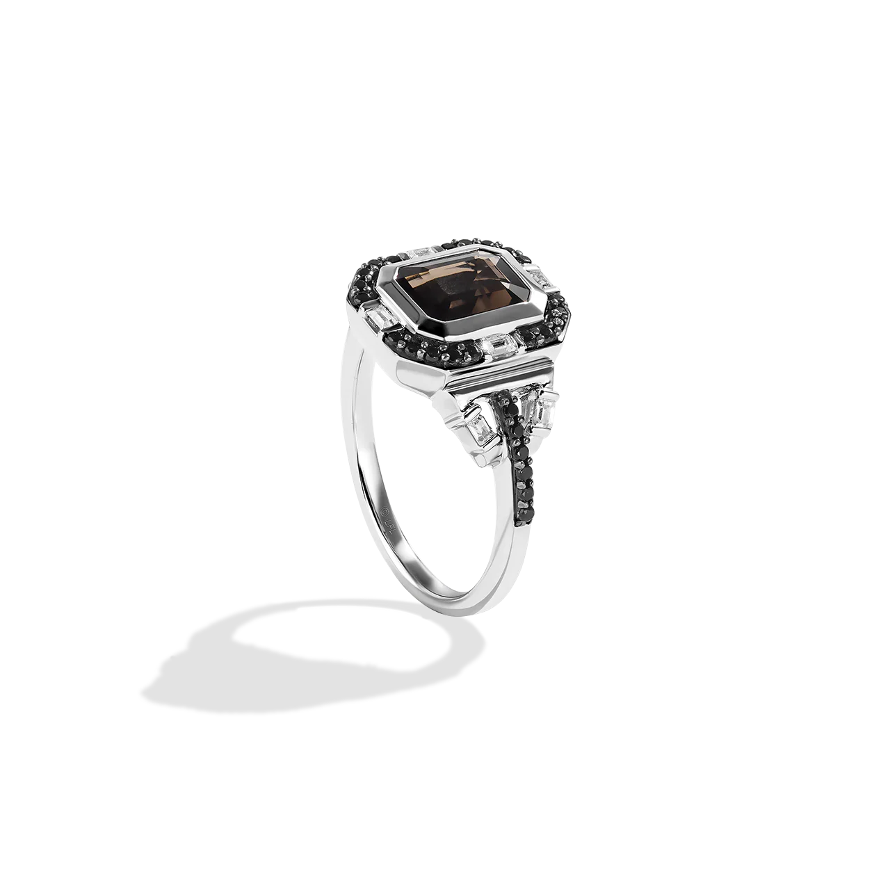 THE WOOKIEE WOMEN'S RING 1/3 CT.TW. Black and White Diamonds and Smokey Quartz Silver - Image 3