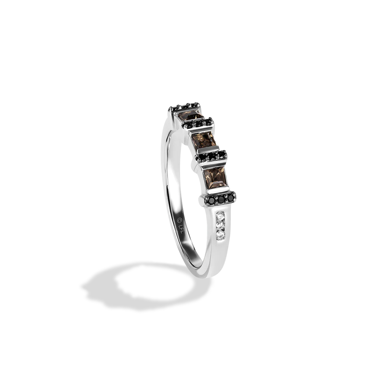THE WOOKIEE WOMEN'S RING 1/6 CT.TW. Black and White Diamonds and Smokey Quartz Silver - Image 3