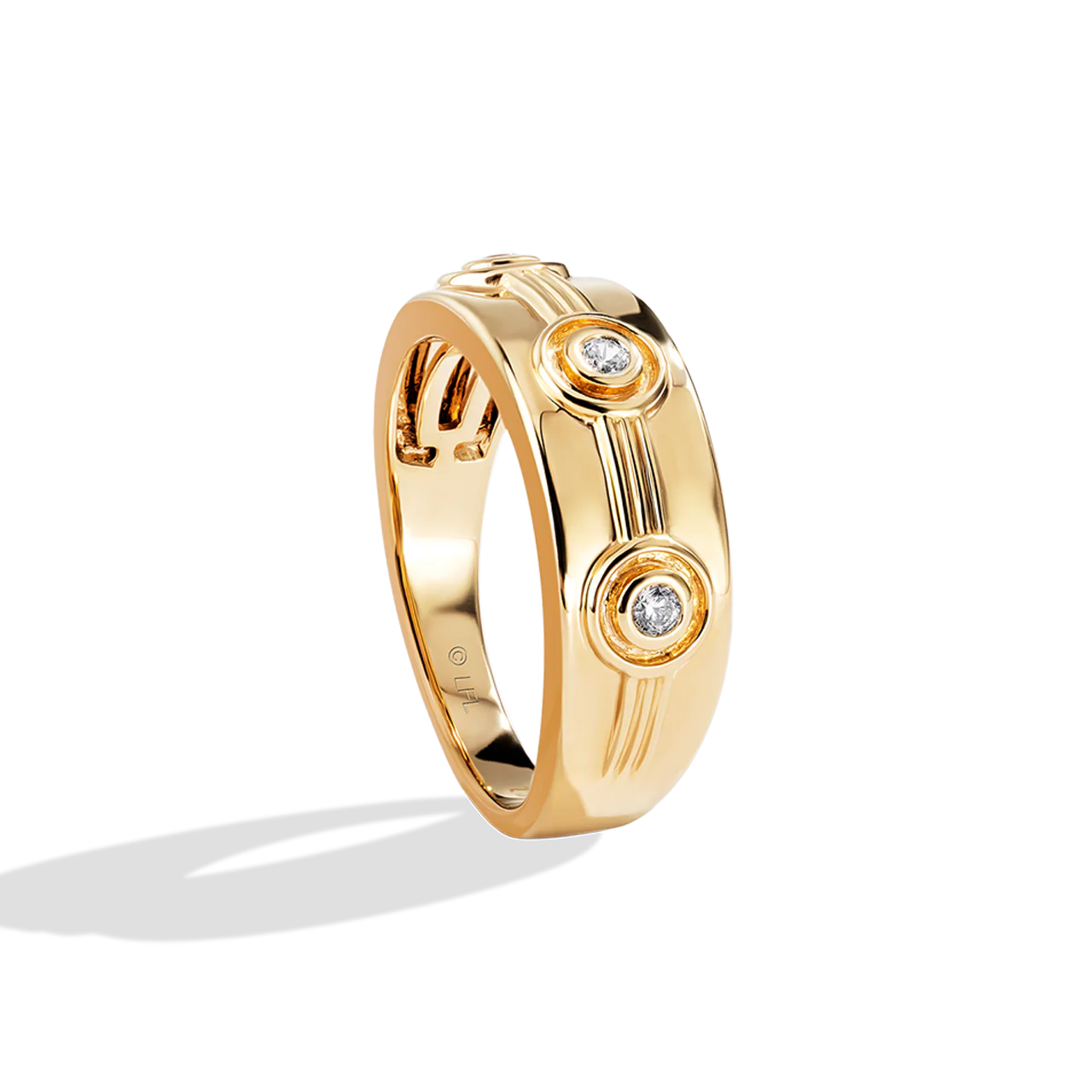 THREEPIO SERIES MEN'S BAND 1/10 CT.TW. White Diamonds 14K Yellow Gold - Image 3
