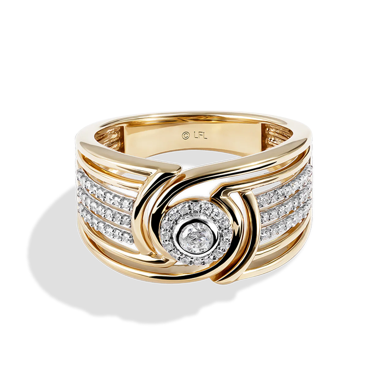 THREEPIO SERIES WOMEN'S RING 1/3 CT.TW. White Diamonds 10K Yellow Gold
