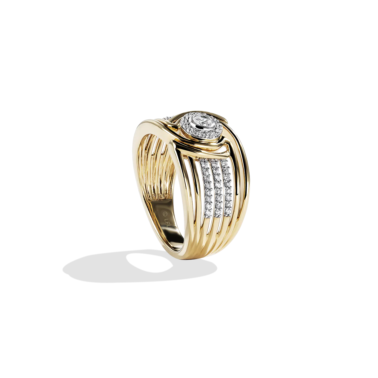 THREEPIO SERIES WOMEN'S RING 1/3 CT.TW. White Diamonds 10K Yellow Gold - Image 3