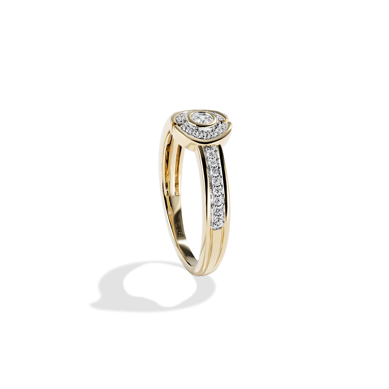 THREEPIO SERIES WOMEN'S RING 1/5 CT.TW. White Diamonds 10K Yellow Gold - Image 3