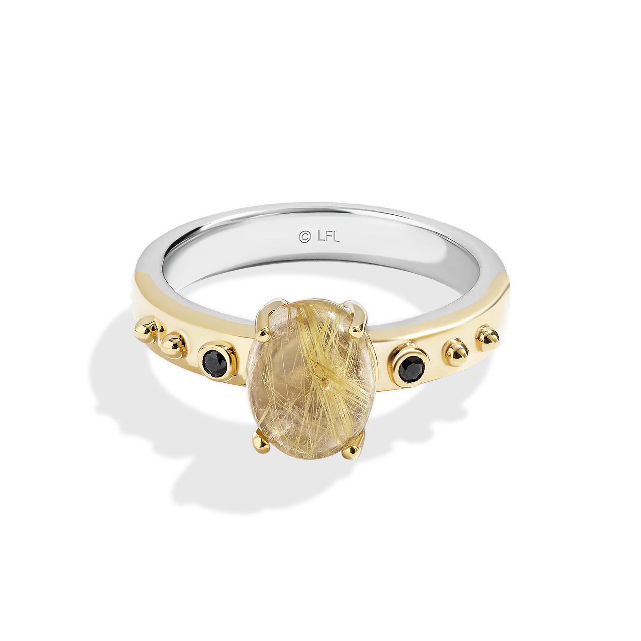 TUSKEN RAIDER™ WOMEN'S RING Black Diamond Accent, Yellow Rutile Quartz, Sterling Silver and 10K Yellow Gold