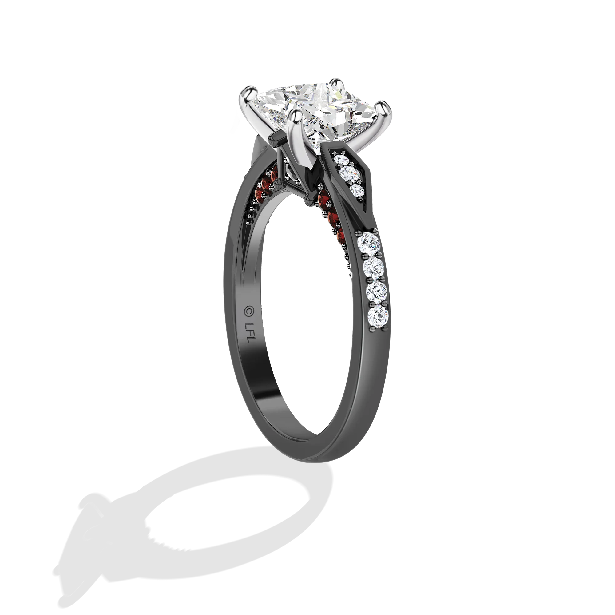 GALAXY STAR LAB GROWN DIAMONDS DARTH VADER 14K Gold with Black Rhodium, Black Diamonds and Garnet Women's Engagement Ring - Image 3