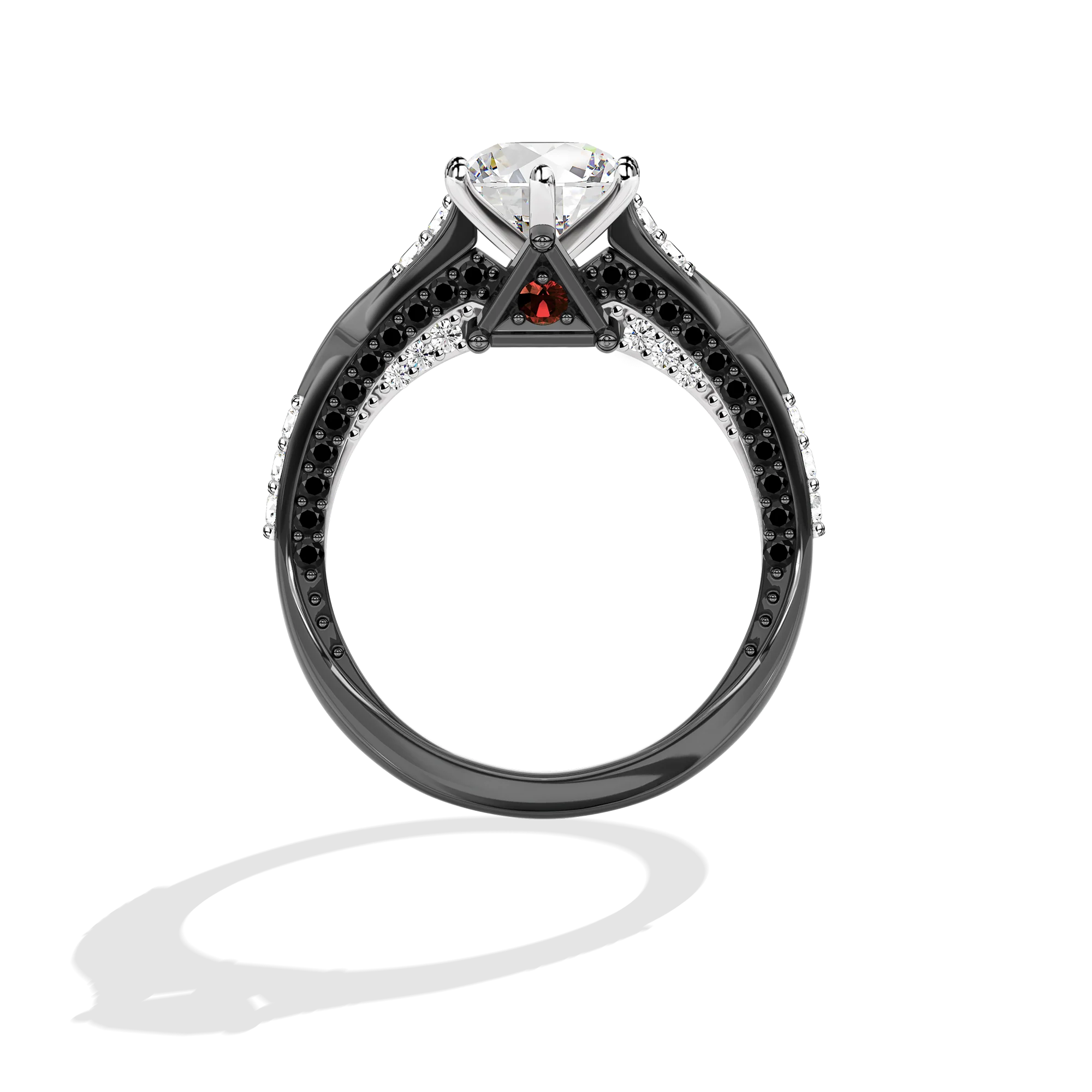 GALAXY STAR LAB GROWN DIAMONDS DARTH VADER 14K Gold with Black Rhodium, Garnet and Black Spinel Women's Engagement Ring - Image 2