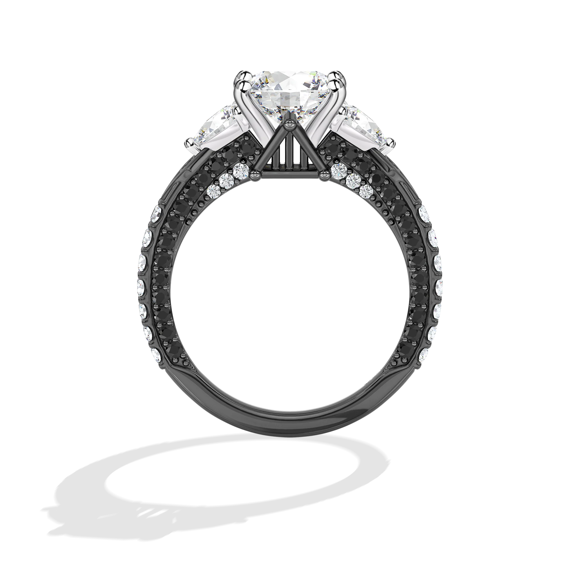 GALAXY STAR LAB GROWN DIAMONDS DARTH VADER Black Spinel and Lab Grown Diamonds set in 14K White Gold and Black Rhodium Engagement Ring - Image 3