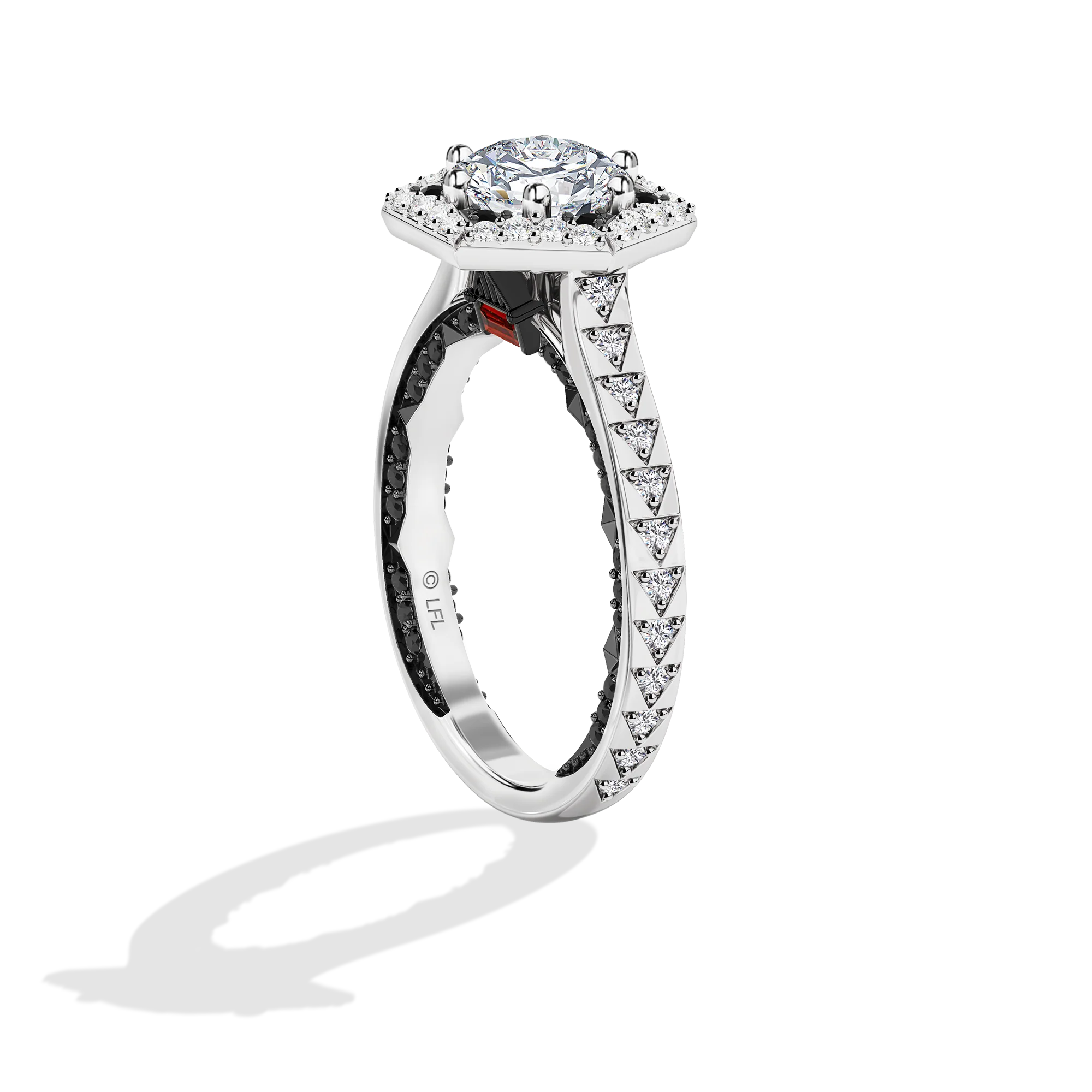 GALAXY STAR LAB GROWN DIAMONDS DARTH VADER 14K Gold with Black Rhodium, Black Spinel and Garnet Women's Engagement Ring - Image 3