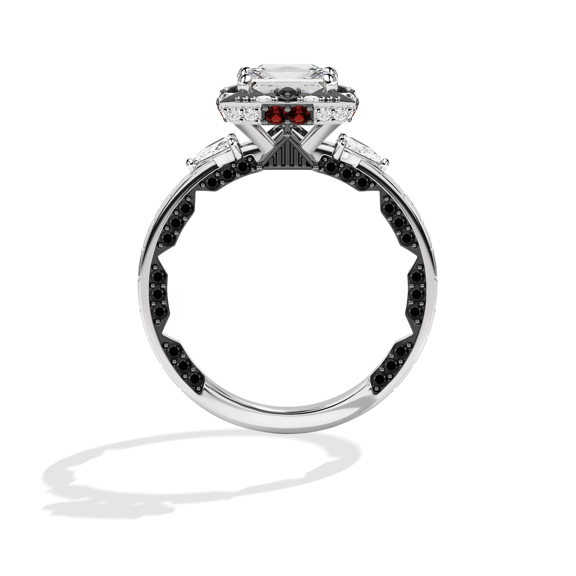 GALAXY STAR LAB GROWN DIAMONDS DARTH VADER Black Spinel, Garnet and Lab Grown Diamonds set in 14K White Gold and Black Rhodium Engagement Ring - Image 2