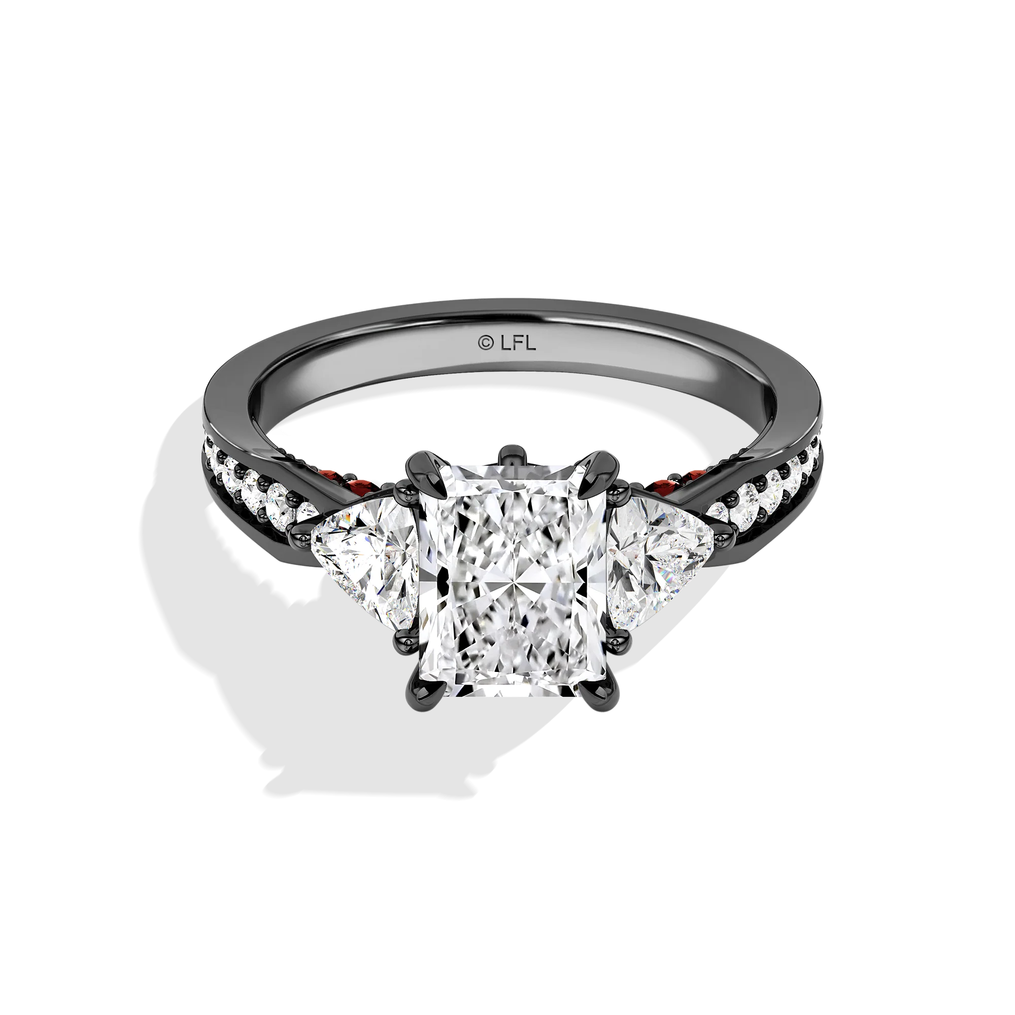 GALAXY STAR LAB GROWN DIAMONDS DARTH VADER 14K Gold with Black Rhodium and Garnet Women's Engagement Ring