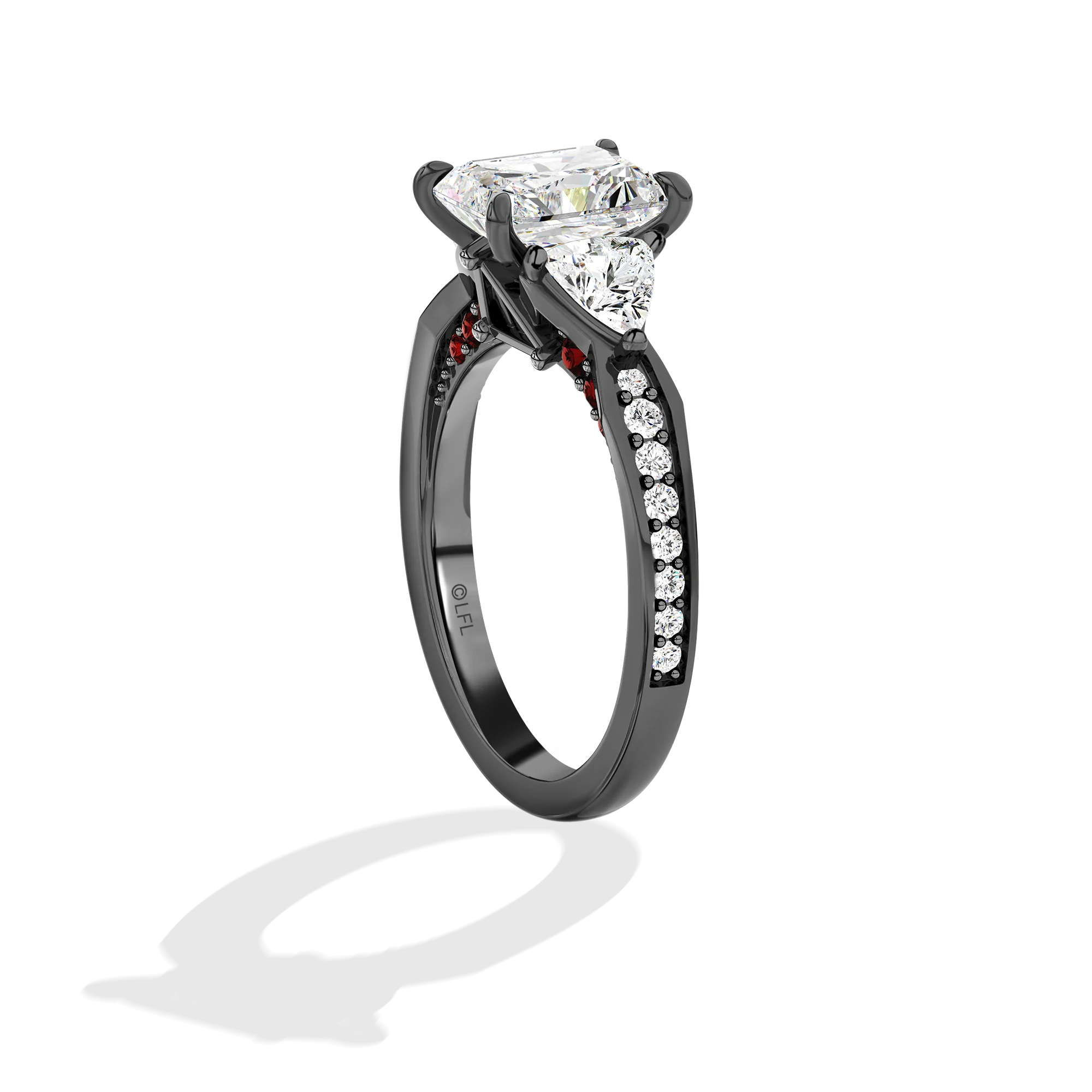 GALAXY STAR LAB GROWN DIAMONDS DARTH VADER 14K Gold with Black Rhodium and Garnet Women's Engagement Ring - Image 3