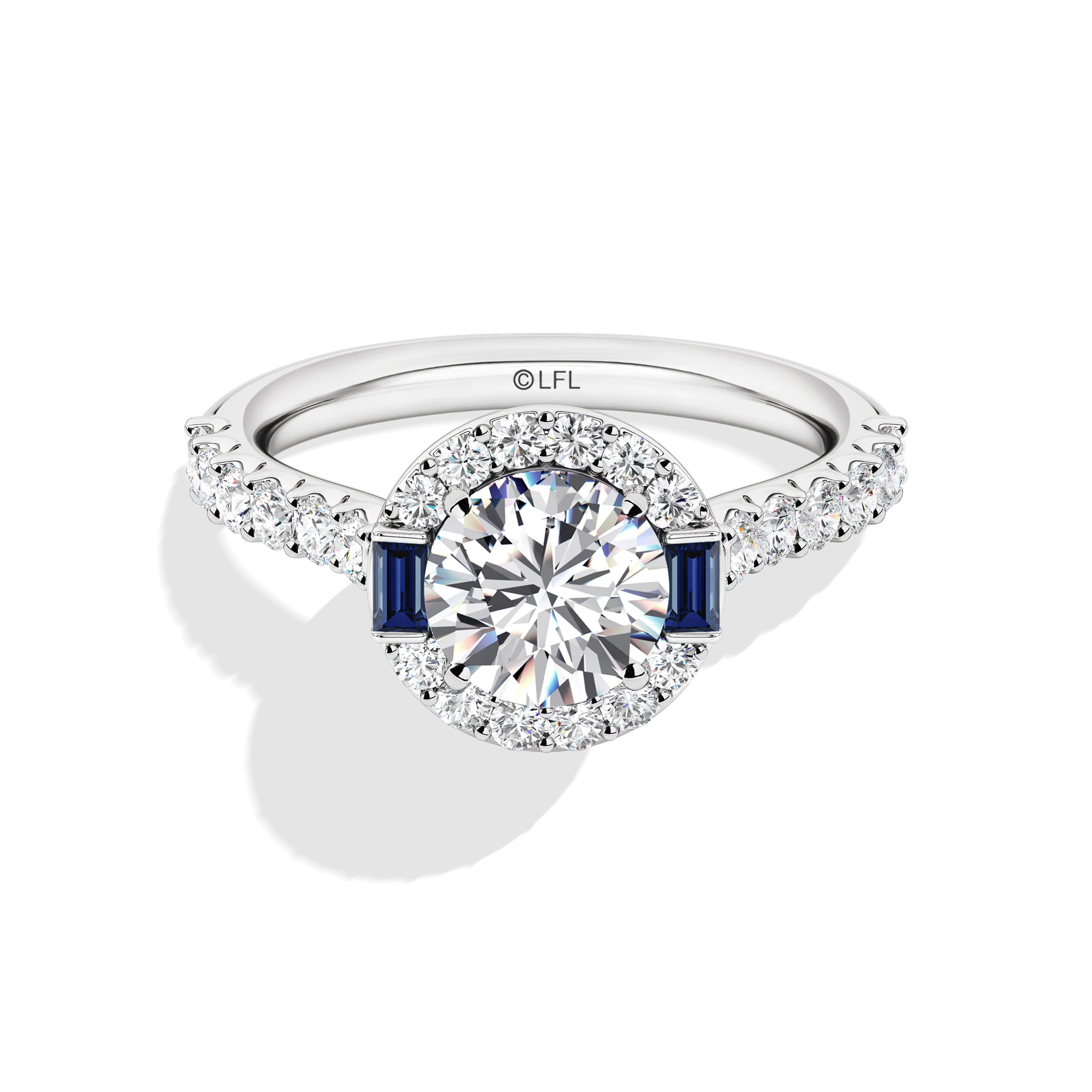GALAXY STAR LAB GROWN DIAMONDS R2-D2 14K Gold, Blue Sapphire and Garnet Women's Engagement Ring