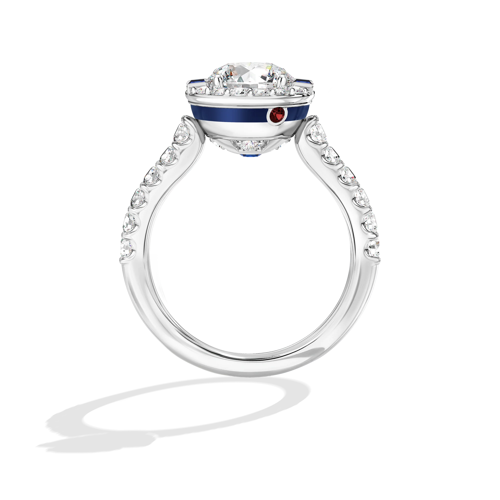 GALAXY STAR LAB GROWN DIAMONDS R2-D2 14K Gold, Blue Sapphire and Garnet Women's Engagement Ring - Image 3