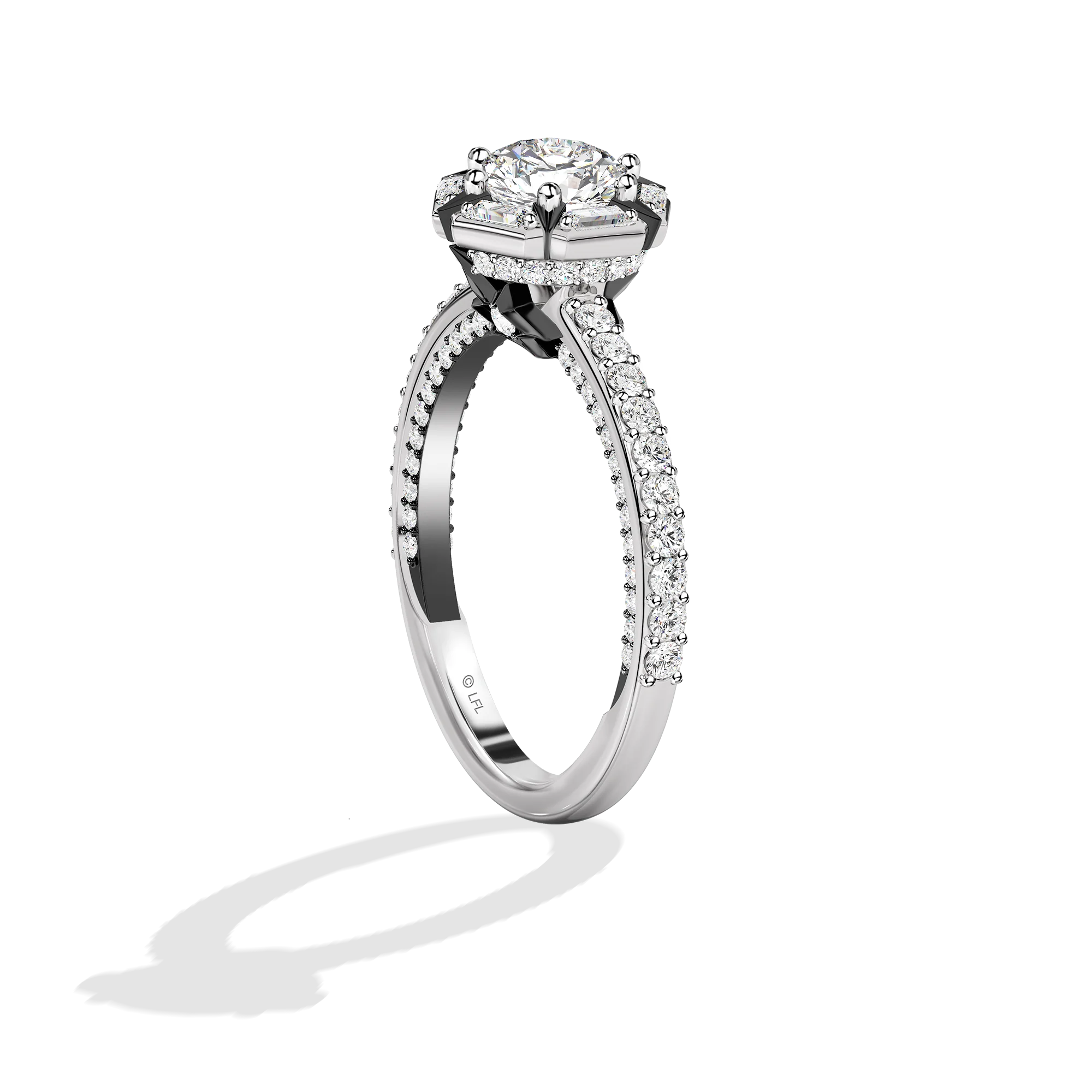 GALAXY STAR LAB GROWN DIAMONDS THE JEDI 14K Gold with Black Rhodium Women's Engagement Ring - Image 3